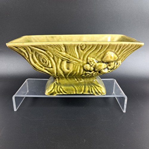 Vintage Ceramic Planter Rectangular Mushroom Avocado Green Unmarked - Picture 3 of 8