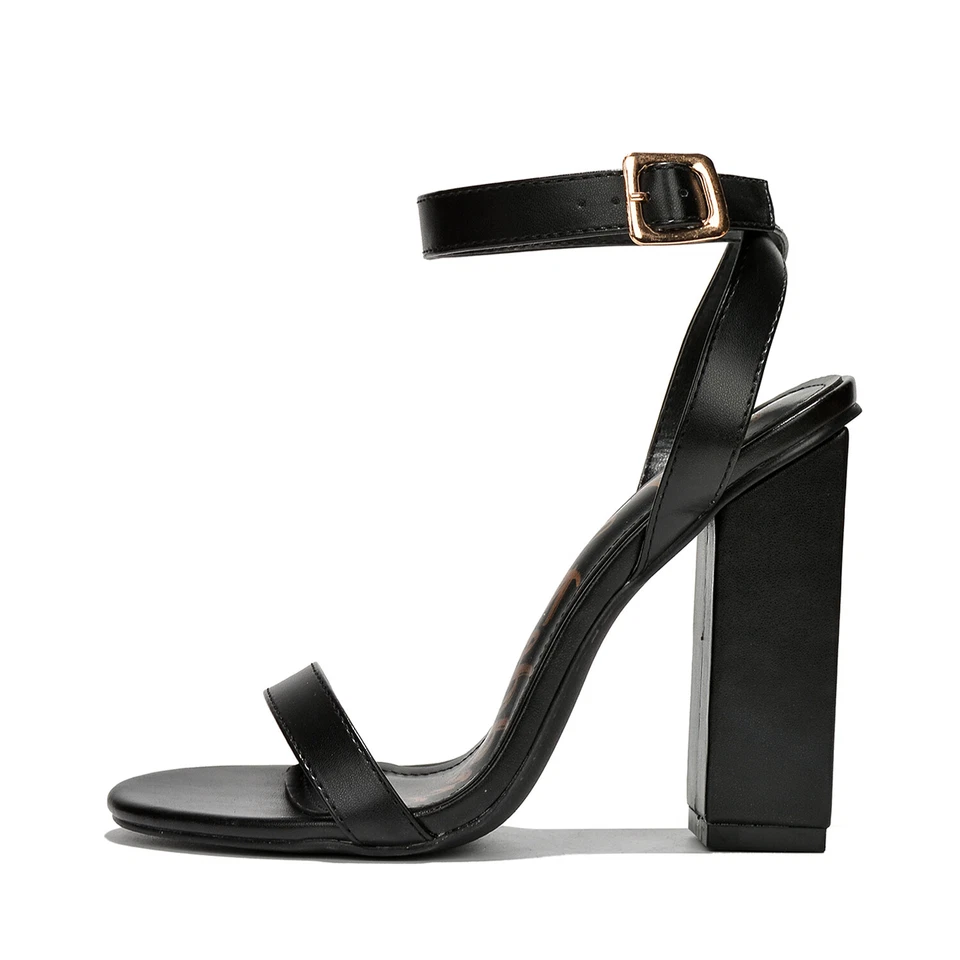 Cape Robbin Maria-2 Black Pu Block High Heel Transparent Open Toe Fashion Pumps