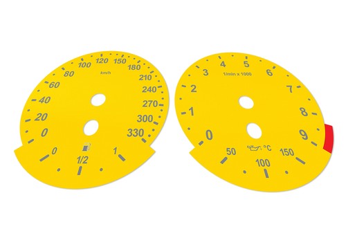 For BMW M5, M6, E60, E63 YELLOW - Speedometer Dials from MPH to Km/h Gauges - Picture 4 of 7