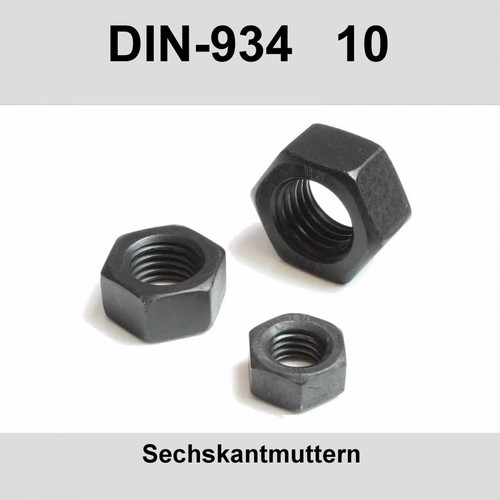 M6 DIN 934-10 10. Sechskantmuttern Stahl blank Muttern Sechskant-Mutter 20-500St - Bild 1 von 3