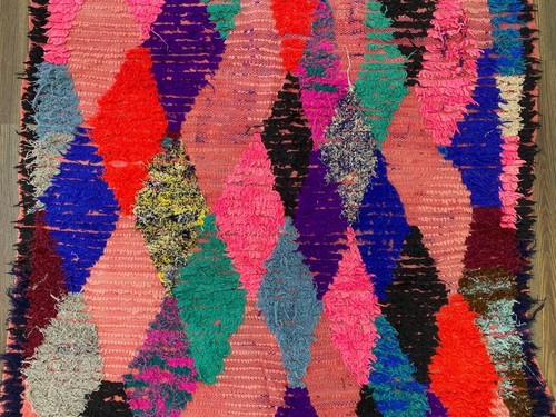 Marokkanischer handgefertigter VINTAGE Teppich Berber einzigartig rosa rot geometrischer Teppich 4'9""x8'1"" Fuß - Bild 6 von 11