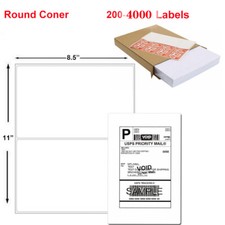 200-4000 Shipping Labels 8.5x5.5 Rounded Corner Self Adhesive 2 Per Sheet Blank