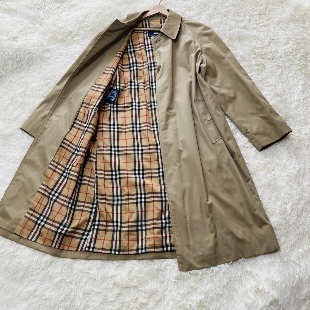 Burberrys Nova Check Vintage Stainless Steel Collar Coat Beige 70s/80s L