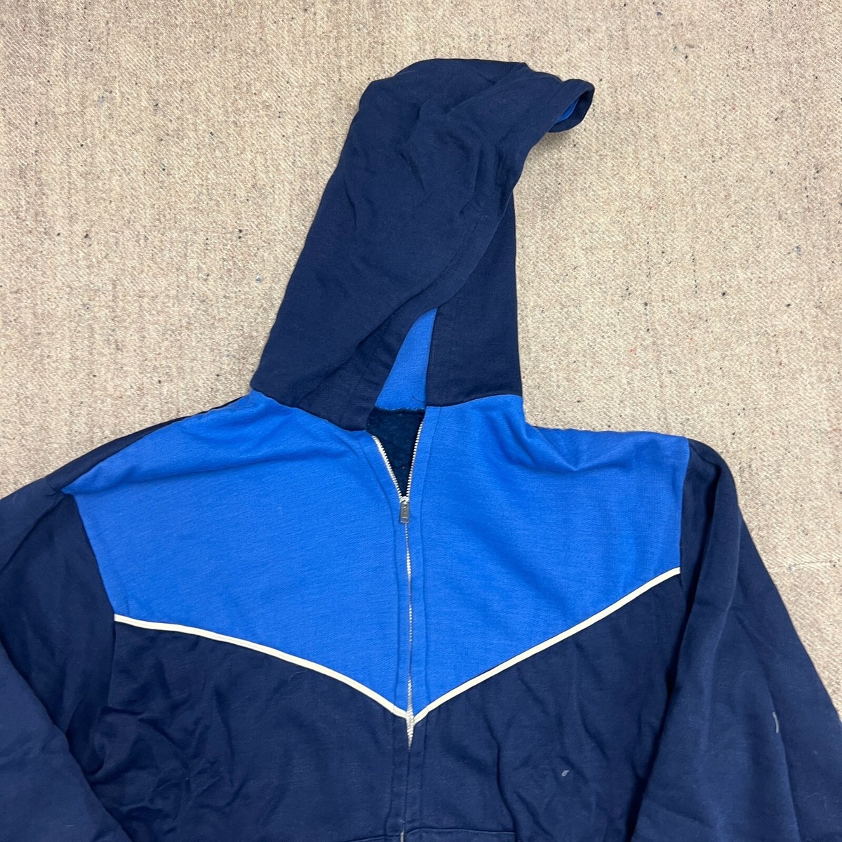 Vintage 1970s Zip Up Hoodie Mens Medium Blue Two Tone | eBay