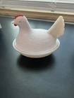 Vintage White Milk Glass Hen on a Nest 4.5” Candy Dish