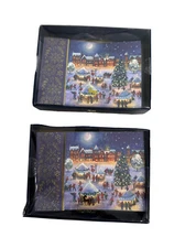 Niquea.D Christmas Cards NEW 16 Handmade Cards / Envelopes Village Box distresse