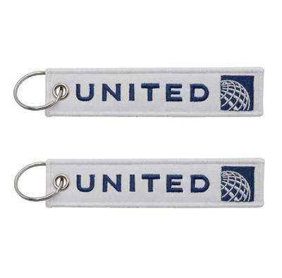STUNNING UNITED AIRLINES EMBROIDERED TAG KEYCHAIN/KEY RING...NOT EASILY FOUND...