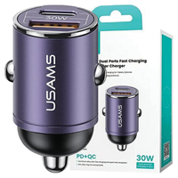Usams 30W Kfz-LadegeräT USB-C/USB Mit Ring, Violett
