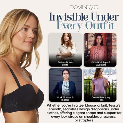 Dominique Tessa Lace Strapless Bra #7402   Full Figure Convertible Bra with