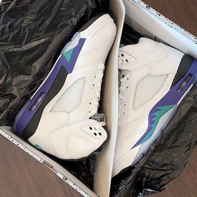 Nike Air Jordan 5 retro High Top Sneakers White Purple Teal Black Basketball sz6
