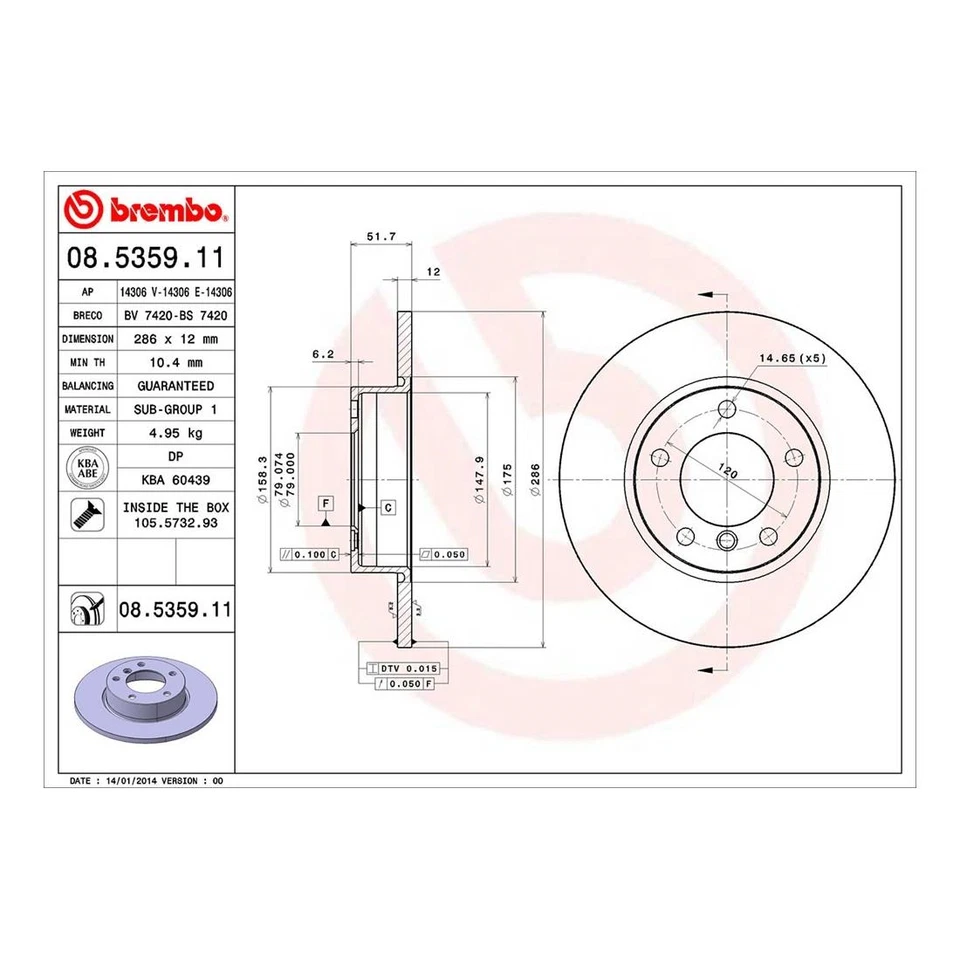 Kit de frenos delanteros Brembo 286 mm rotores de disco y pastillas bajas para BMW E36 318ti Z3 L4 Foto 3 de 4
