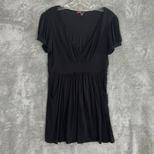 Vintage Y2K Forever 21 Babydoll Top Womens L Black Pockets Minimalist Fairy
