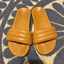 Seychelles Women s Tan Leather Slide Sandals Padded Strap Slip-On Comfort 8