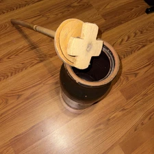 Antique Stoneware Butter Churn/Crock 20”Tall Brown Stoneware Salt-Glazed Primit