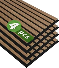 4-Pack 12" X 93" Soundproof Wood Slat Panels, 31 Sq.Ft Acoustic Wall Panels, 3D 