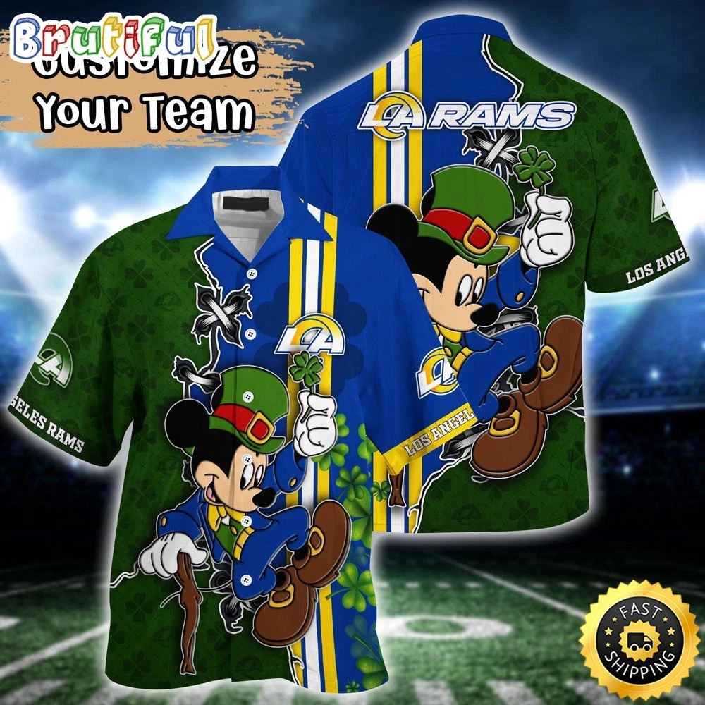 Customized football Los Angeles Hawaiian Shirt Mickey Mouse Saint Patricks Day