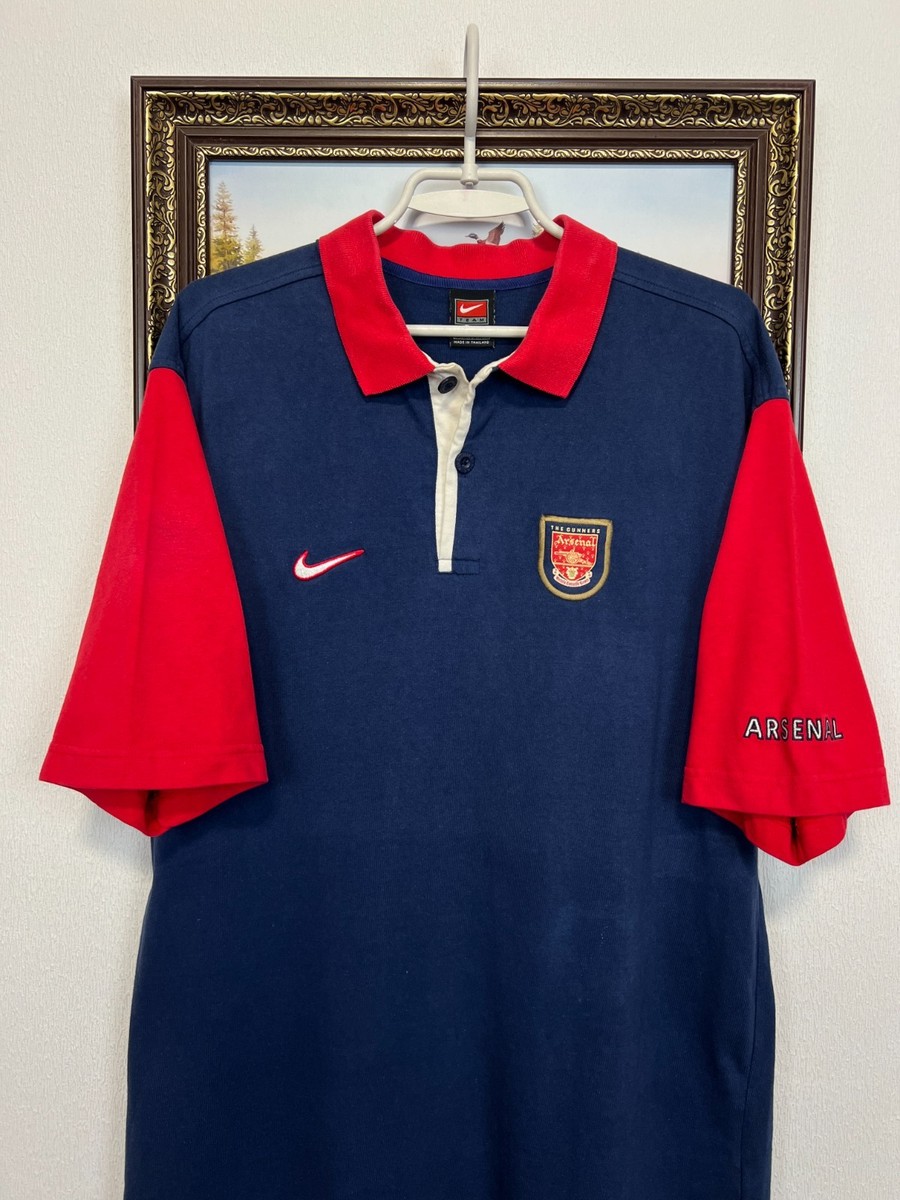 Vintage 90's Nike Arsenal Football Train Shirt Polo Soccer Gunners