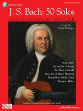 JS Bach 50 Solos for Classical Guitar Tab Beginner Sheet Music Book Online Audio