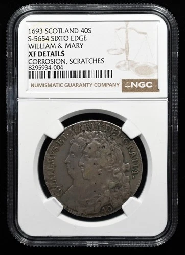 1693 SCOTLAND 40S  NGC XF DETAILS, WILLIAM & MARY