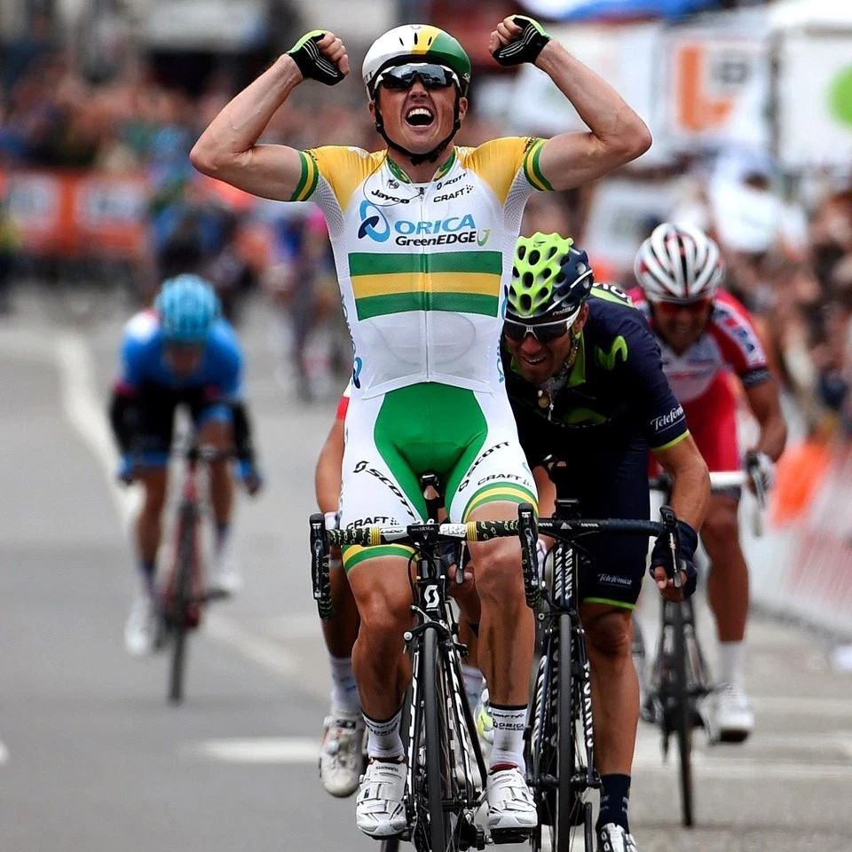 FIRMADO Simon Gerrans & Pros — LTD 2014 ORICA GreenEDGE Nat Champ Aero Jersey — L Foto 2 de 4