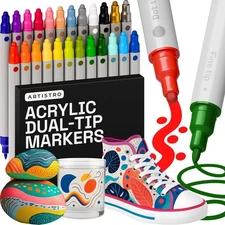 ARTISTRO 24 Acrylic Paint Markers for Rock, Fabric, Wood, Glass, Craft, Decorati