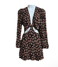 New Reformation Floral Spring Cut Out Wrap Dress Romper Skort 8 M