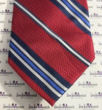BRUNO PIATTELLI Silk Red Striped Floral Design Tie 3.25  XL New Without Tags 
