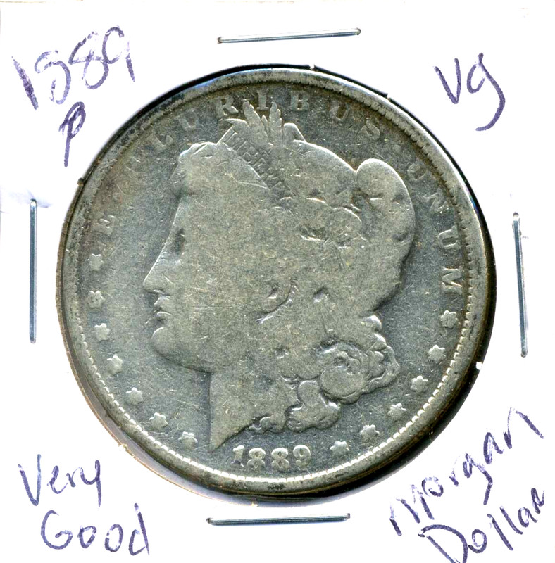 1889  P VG Morgan Dollar 100 Cent Very Good 90% Silver US $1 Verygood Coin #8514