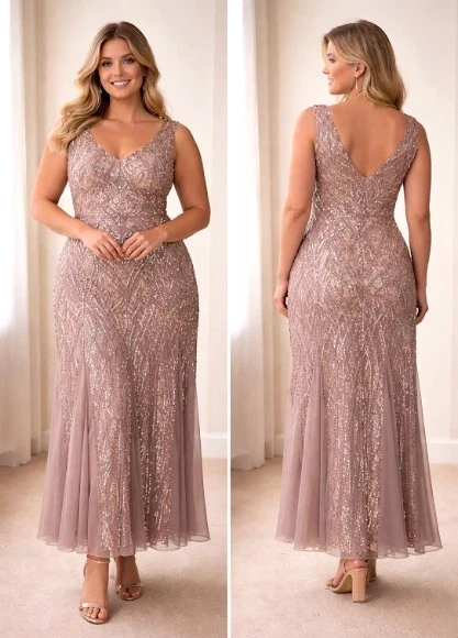 R&M Richards Abito Lungo Donna Spalle Scoperte Con Strass – Scollo A Cuore, Jersey - 4