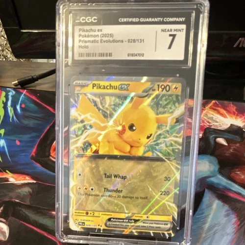 Pokemon TCG Pikachu ex 028/131 Prismatic Evolutions Double Rare Holo CGC 7 fresh