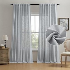 Thick Linen Curtains 90 Inches Long Pinch Pleated Rod Pocket Back Tab