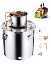VEVOR Alcohol Still, 8 Gal / 30 L Stainless Steel Water Alcohol Distiller with C
