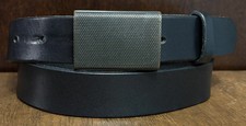 Gap Black Cow Leather Belt Sz 30 1-1/8  Wide Brown Pebble Buckle USA VGUC