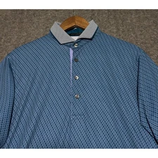 Greyson polo shirt mens medium golf performance stretch AOP lettering green