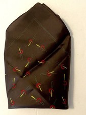 Brooks Brothers Pocket Square Handkerchief Scarf Equestrian Brown 70s VTG