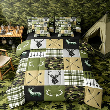 Camo Comforter Set Twin Size 7 Pieces Deer Hunting Bedding Set for Kids Boys Gir