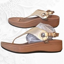 Vionic Metallic Gold Platform Thong Sandals A...