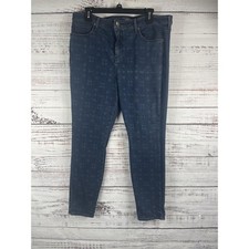 NYDJ Jeans Women's 14 Blue Ami Skinny Lift Tuck Technology Stretch Patterned