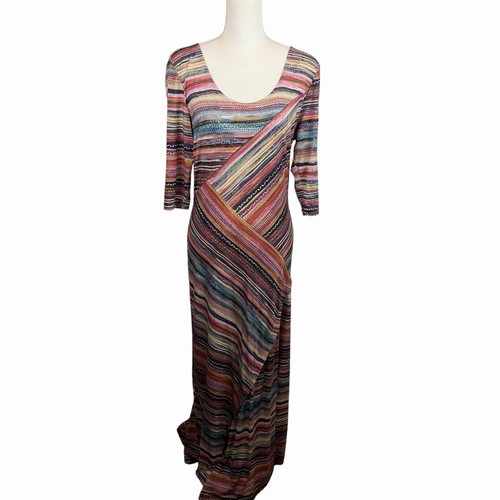 Peruvian Connection Size M Monserrato Multi Color Midi Maxi Dress Earth Goddess