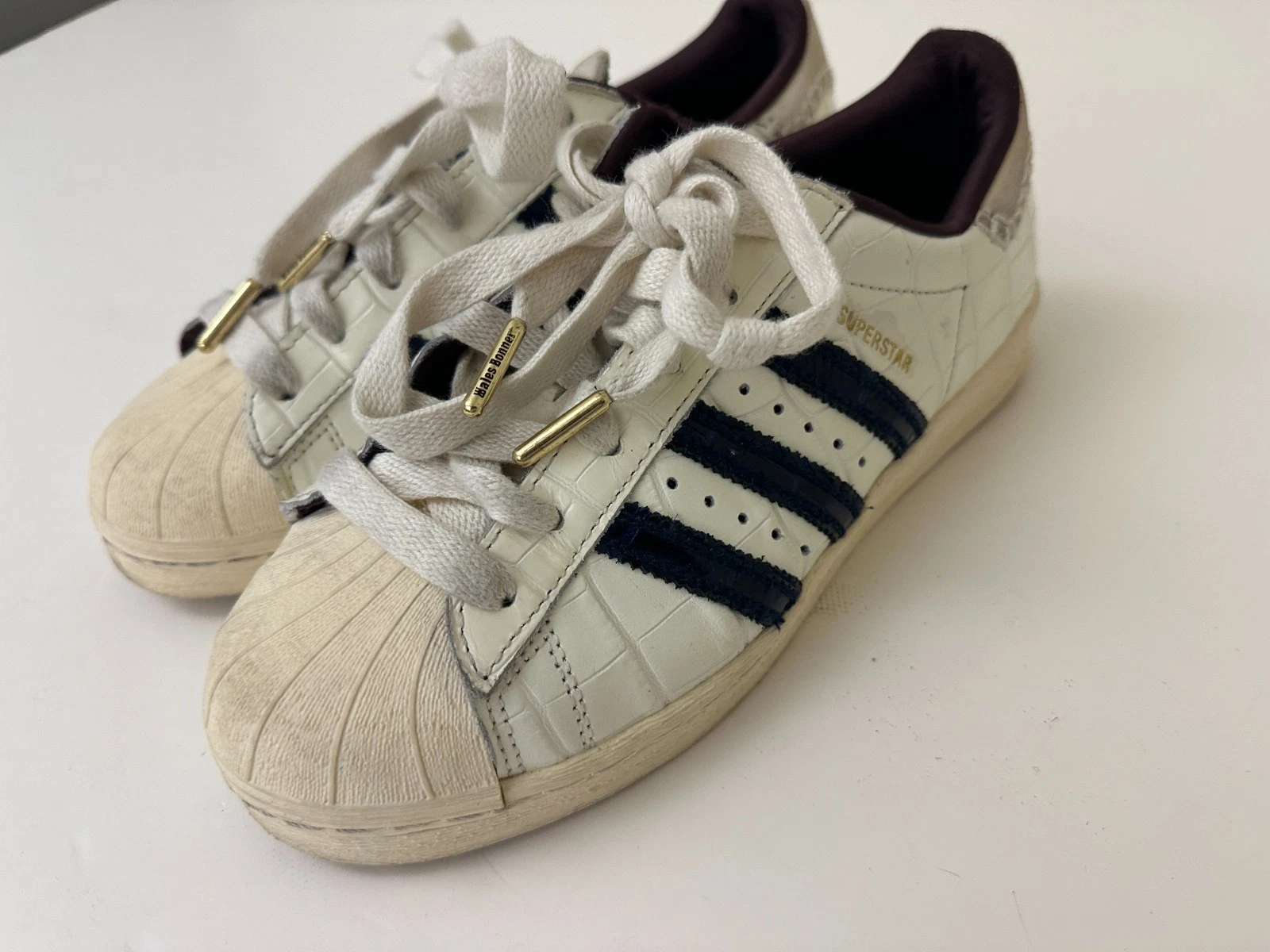 5 1/2 ADIDAS X WALES BONNER ‘Croc-Effect Leather Superstar Sneakers’ USED