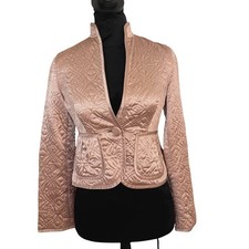 VTG Banana Republic 100% Silk Pink Quilted Blazer Rose Business Y2K Size XS