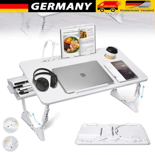 Laptoptisch Notebooktisch Betttablett Betttisch Klappbar Höhenverstellbar Weiß. - Bild 11 von 12