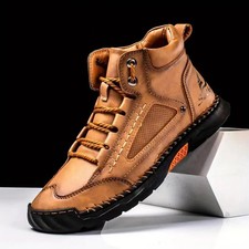 Mens Handmade Vintage Lace Up Ankle Boots Cas...