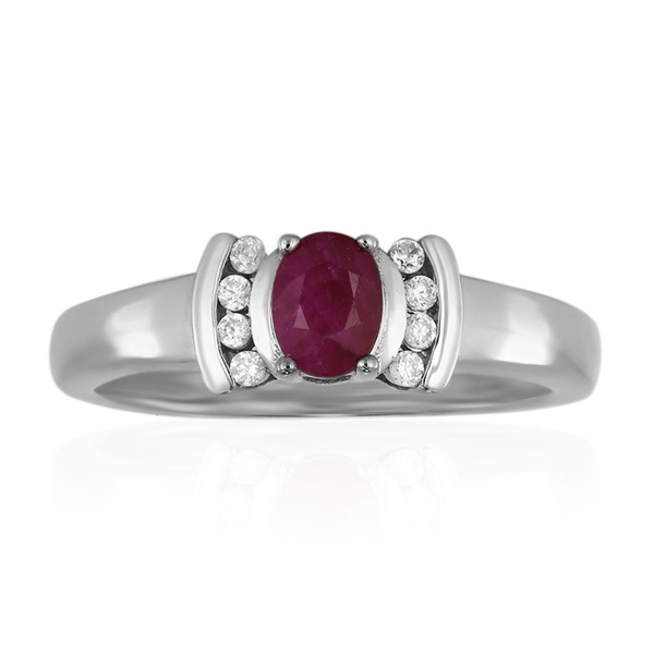 Cavill Rubinring Silber 925 Platin Kenianischer Rubin 0,39Ct Oval- Echtschmuck-image