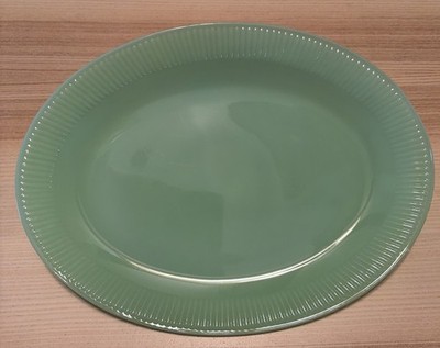 Fire-King Jadeite Jane Ray Oval Serving Platter 12'' x 9'' Restaurant Ware