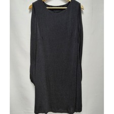 LAUREN RALPH LAUREN Black Knit Dress Solid Long Sleeve Knee Length Women Size 14