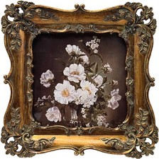 4x4 Small Vintage Picture Frame, Antique Bronze Gold Ornate 4x4,