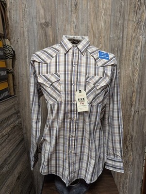 Mens Ely and Walker Long Sleeve Button Snap Tan Shirt