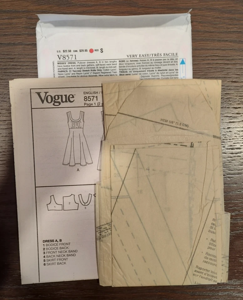 Vogue V8571 Dress Pattern UNCUT Size16,18,20,22,24 - Image 3 of 3