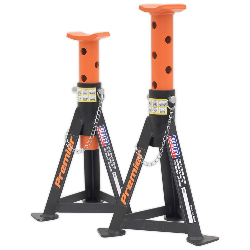 Sealey Axle Stands (Pair) 3tonne Capacity per Stand Orange